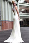 Lace Ruched Square Neck Tencel Column Formal Evening Dress