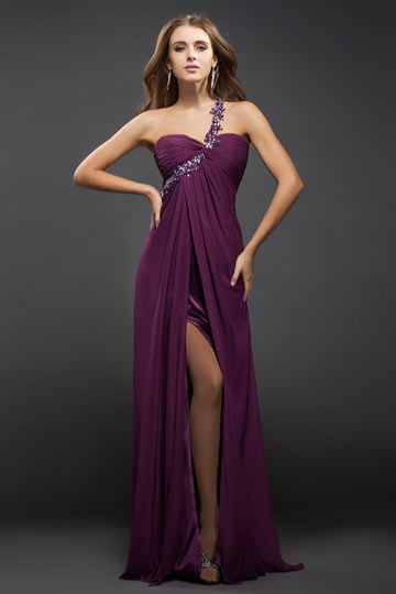 Sexy Purple slit prom dress