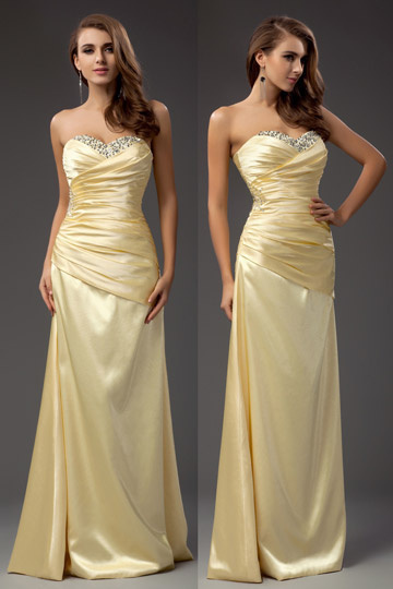 Dressesmall Sleek Beading Strapless Satin Mermaid Prom Dress