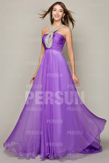 Criss cross Purple Evening Long Formal dress