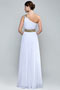 A Line One Shoulder Beaded Slit White Formal Dress
