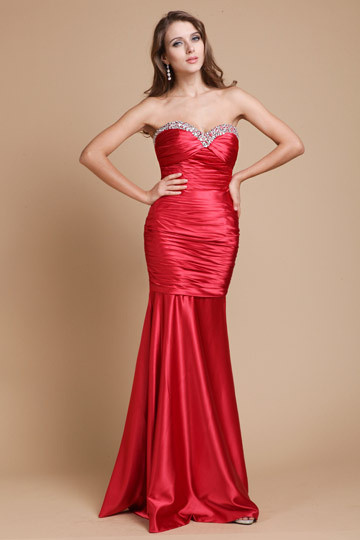 Strapless Sweetheart Beaded Mermaid Evening Dress