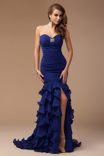 Tiered Ruffles Sweetheart Chiffon Mermaid Evening Dress Dressesmall