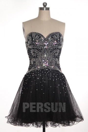 Dressesmall Beading Sweetheart Strapless Tulle A line Formal Cocktail Dress