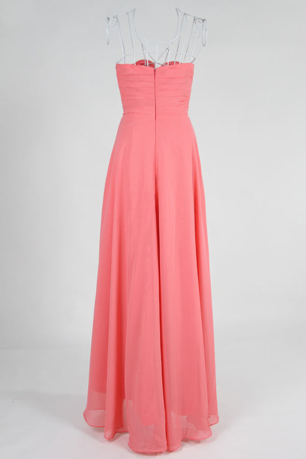 Ruched Split Front Sweetheart Chiffon A line Evening Dress