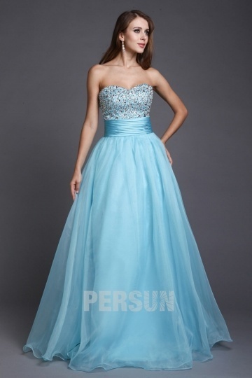 Dressesmall Beaded Sweetheart Organza Ball Gown Princes Evening Dress