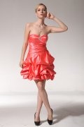 Sweetheart Empire Watermelon Strapless Satin Prom / Cocktail Dress