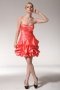 Crystal Brooch Sweetheart Strapless Satin Watermelon A line Cocktail Dress