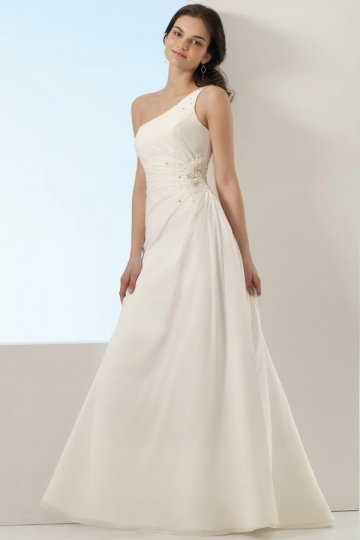 Elegantes A-Linie Ein Schulter Brautkleider aus Chiffon Persun