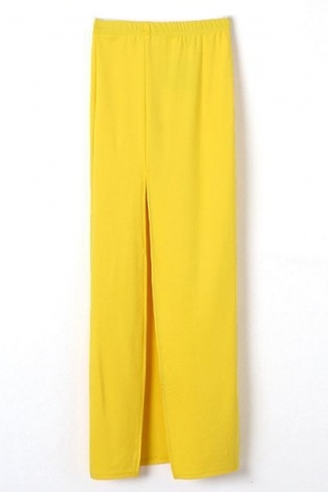 Split Front Pencil Skirt in Yellow