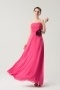 Simple Strapless Empire Flower Feathers Long Formal Bridesmaid Dress