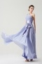 One shoulder Simple Empire Sash Purple tone Long Formal Bridesmaid dress