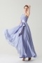 One shoulder Simple Empire Sash Purple tone Long Formal Bridesmaid dress