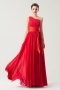 Sleeveless Red tone Empire Pleats Sash Long Formal Bridesmaid Dress