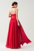 Halter Red Sleeveless Sash Long Bridesmaid dress