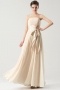 Strapless Champagne Empire Sash Ruching Long Formal Bridesmaid Dress