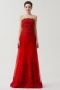 Sexy Strapless Tulle Sleeveless Beading Long Red Formal Dress