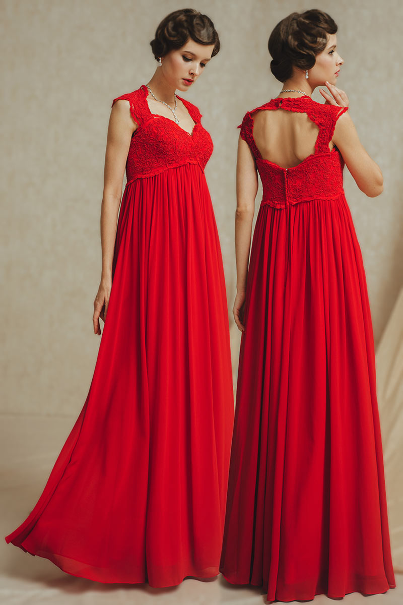 Modern Sweetheart Chiffon Red Backless Maternity Formal Dress