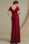 Sexy Red Column V Neck Floor Length Evening Dress With Sleeves