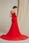 Chic Sheath Chiffon Square Red Dropped Formal Dress