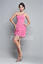 Modern Ruffles Backless Short Pink Formal Bridesmaid Dress