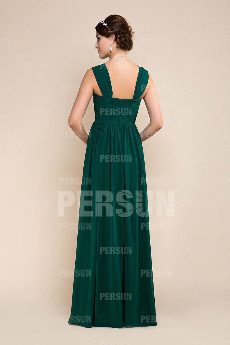 Beautiful Green Chiffon Floor Length Ruffles Formal Bridesmaid Dress