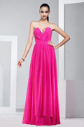 Sexy Strapless Pink Floor Length Chiffon Formal Bridesmaid Dress