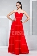 Sexy Floor Length Strapless Chiffon Red Formal Bridesmaid Dress