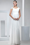 Gorgeous One Shoulder Court Train White Long Formal Dress WPDB0013
