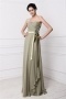 Chic Ruching Green Chiffon Strapless Floor Length Formal Bridesmaid Dress