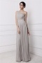 Simple Grey One Shoulder Ruffles Chiffon Floor Length Formal Bridesmaid Dress