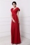 Modern V Neck Short Sleeves Chiffon Red Floor Length Formal Bridesmaid Dress