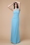 Chic One Shoulder Zipper Blue Ruffles Floor Length Formal Dress