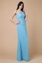 Chic One Shoulder Zipper Blue Ruffles Floor Length Formal Dress