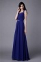 Royal Blue Strap Beading Ruffles Chiffon Floor Length Formal Dress