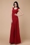 Modern Red Strap Zipper Ruffles Chiffon Floor Length Formal Bridesmaid Dress