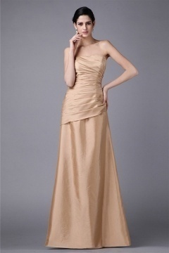 Chic Taffeta Strapless Ruffles Mermaid Floor Length Formal Bridesmaid Dress