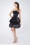 Simple Ruffles Zipper Strapless Satin Black Short Formal Bridesmaid Dress