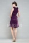 Oval Sleeveless Purple Chiffon Short Formal Bridesmaid Dress