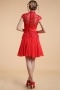 Chic Red A Line High Neck Flower Lace Knee Length Evening Dress
