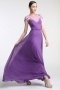 Sexy Scoop Flowes Short sleeves Purple Tulle Evening Formal dress