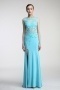 Persun Sheath Scoop Blue lace Jersey Evening Formal Dress with Front slit