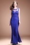 Sexy Blue Scoop Mermaid Long Beading Lace Evening Dress