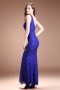 Chic Blue Scoop Mermaid Lace Long Empire Beading Formal Dress