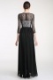 Floor length A line Scoop Black Lace Evening Formal Dress Persun