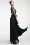 Floor length A line Scoop Black Lace Evening Formal Dress Persun