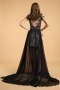 Gorgeous Chiffon A Line Jewel Long Black Appliques Evening Dress