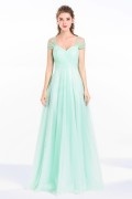 Hellgrünes elegantes bodenlanges Brautjungfernkleid