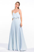 Light Blue Long Bridesmaid Dress With spaghetti beaded straps for Wedding Party