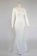 Schlichtes Etui-Linie weißes Brautkleider mit Ärmeln
